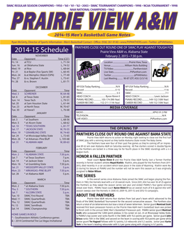 2014-15 Men's Basketball Game Notes PANTHERS CLOSE OUT