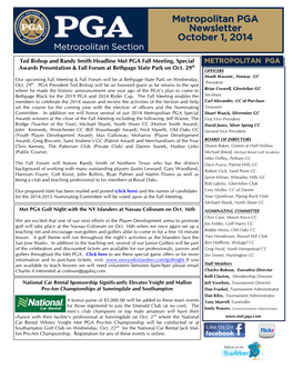 Metropolitan PGA Newsletter October 1, 2014