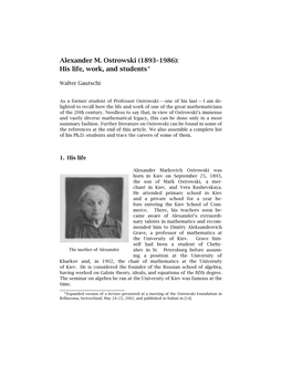 Alexander M. Ostrowski (1893–1986): His Life, Work, and Students∗