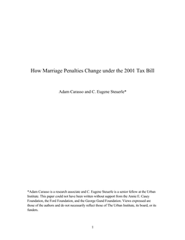 How Marriage Penalties Change Under the 2001 Tax Bill
