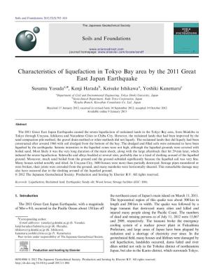 Characteristics of Liquefaction in Tokyo Bay Area by the 2011 Great East Japan Earthquake