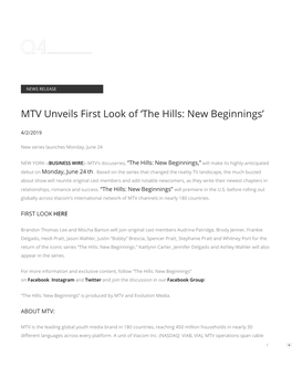 MTV Unveils First Look of 'The Hills: New Beginnings'