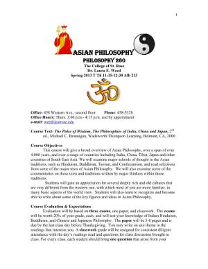 Asian Philosophy Philosophy 260 the College of St