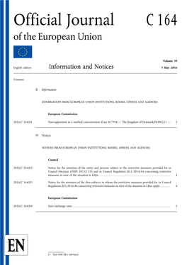 Official Journal C 164 of the European Union