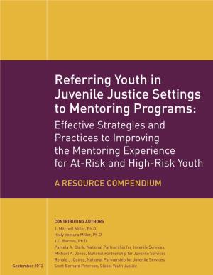 Referring Youth in Juvenile Justice Settings to Mentoring Programs