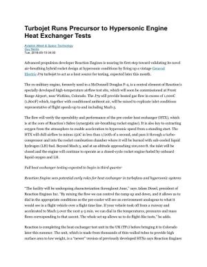 Turbojet Runs Precursor to Hypersonic Engine Heat Exchanger Tests