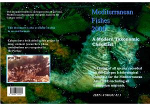Mediterranean Fishes 2000 a Modern Taxonomic Checklist