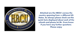 Attached Are the HBCU's Across the Country