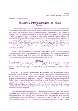 Theatrical 'Contemporarisation' of Tagore
