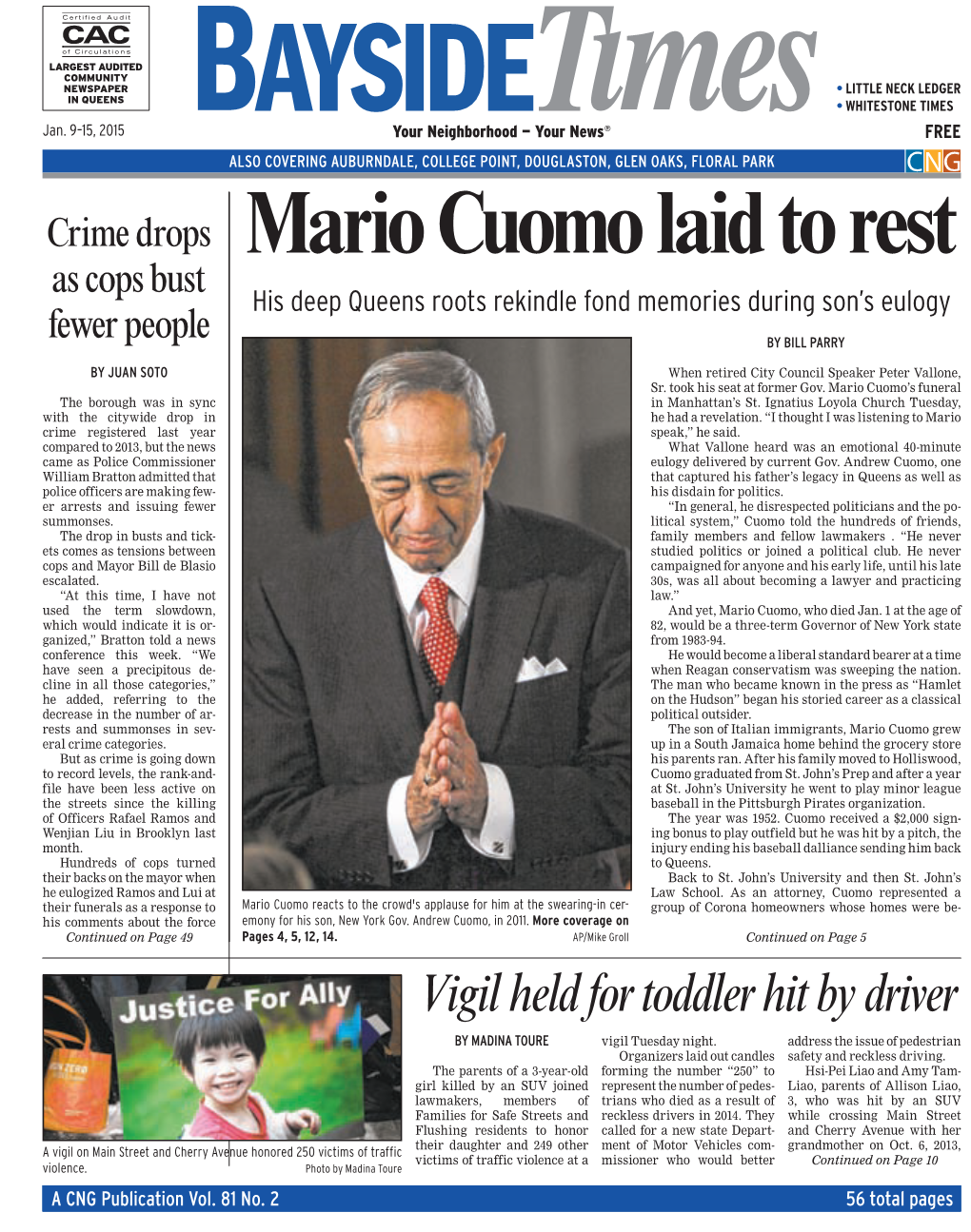 Mario Cuomo Laid to Rest As Cops Bust His Deep Queens Roots Rekindle Fond Memories During Son’S Eulogy