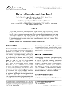 Marine Molluscan Fauna of Jindo Island