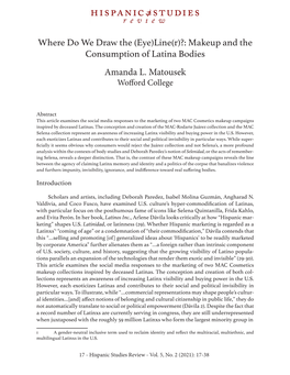 (Eye)Line(R)?: Makeup and the Consumption of Latina Bodies Amanda L