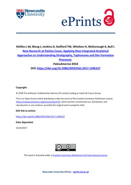 New Research at Paisley Caves: Applying New Integrated Analytical Approaches to Understanding Stratigraphy, Taphonomy and Site Formation Processes