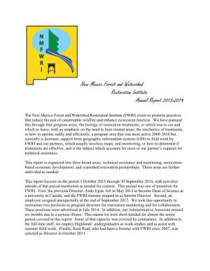 New Mexico Forest and Watershed Restoration Institute Annual Report 2013-2014