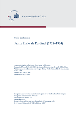 Franz Ehrle Als Kardinal (1922-1934)