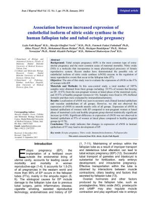 Association Between Increased Expression of Endothelial Isoform of Nitric Oxide Synthase in the Human Fallopian Tube and Tubal Ectopic Pregnancy