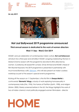 Not Just Bollywood 2019 Programme Announced