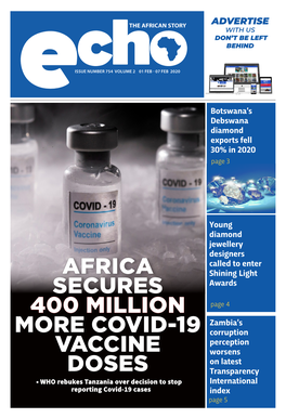 Africa Secures 400 Million More Covid-19 Vaccine Doses