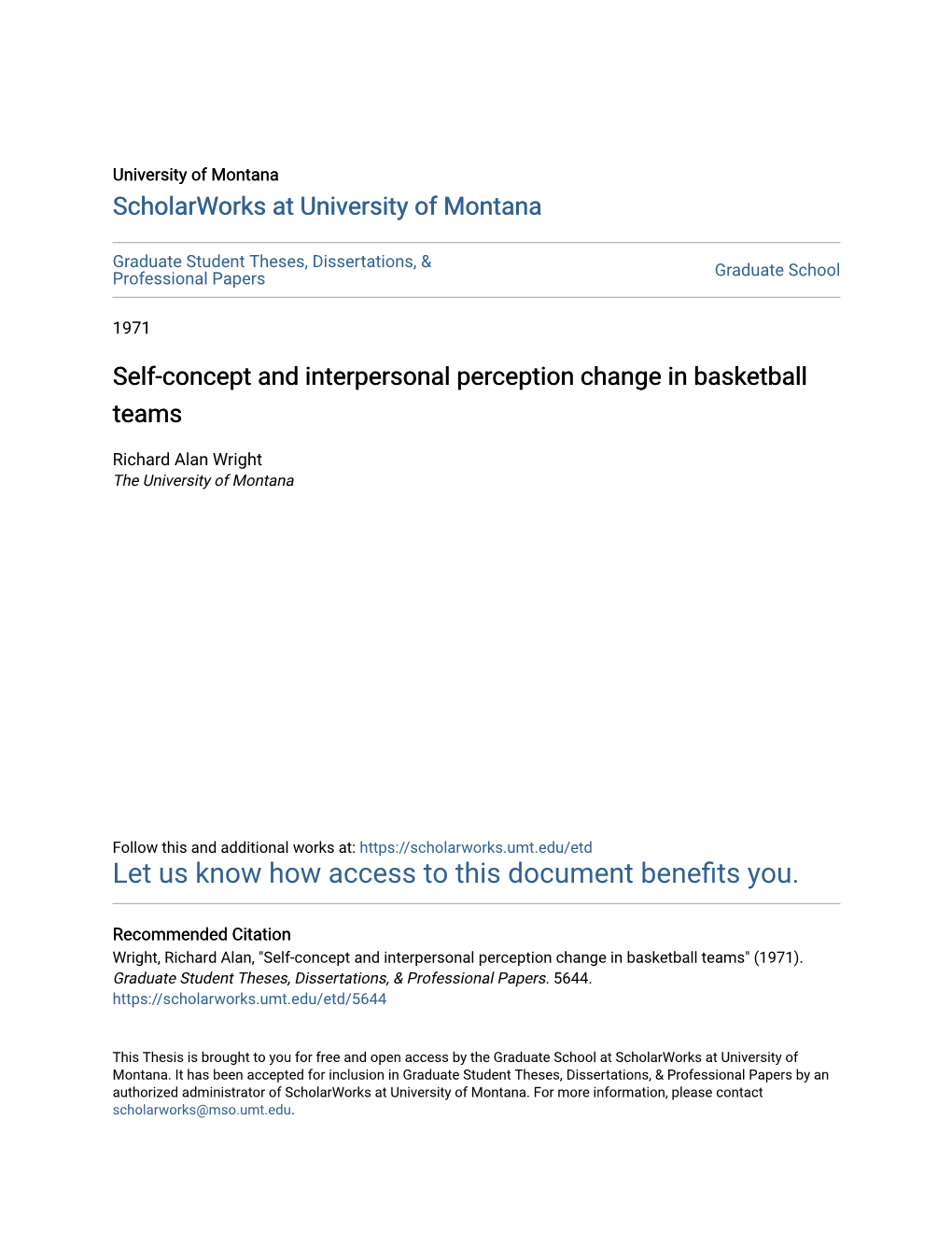 Self-Concept and Interpersonal Perception Change in Basketball Teams