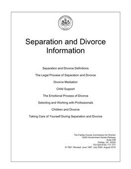 Separation and Divorce Information