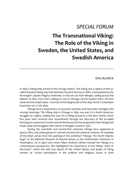 The Role of the Viking in Sweden, the United States, and Swedish America