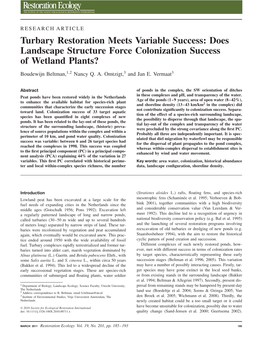 Turbary Restoration Meets Variable Success: Does Landscape Structure Force Colonization Success of Wetland Plants?