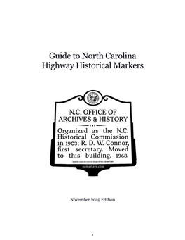 2019 North Carolina Historical Highway Marker Guide Book