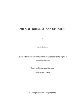 Art and Politics of Appropriation
