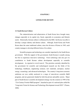 CHAPTER 2 LITERATURE REVIEW 2.1 South Korean Culture The