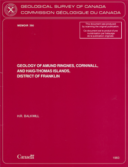 Geology of Amund Ringnes, Cornwall, and Haig-Thomas Islands, District of Franklin
