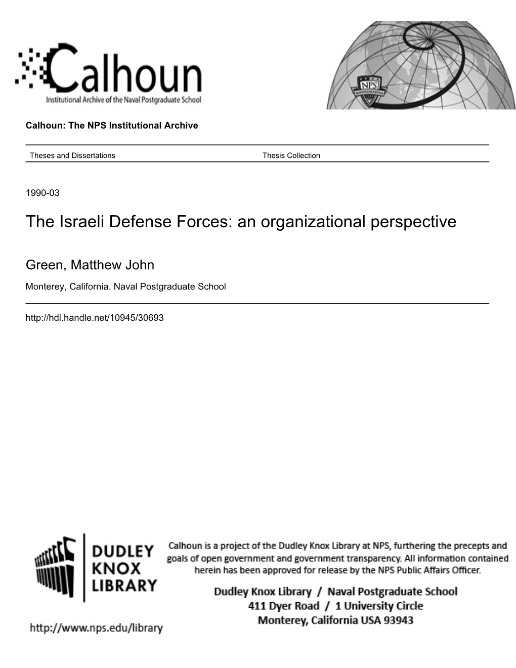 The Israeli Defense Forces: an Organizational Perspective