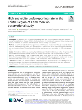 High Snakebite Underreporting Rate in the Centre Region of Cameroon
