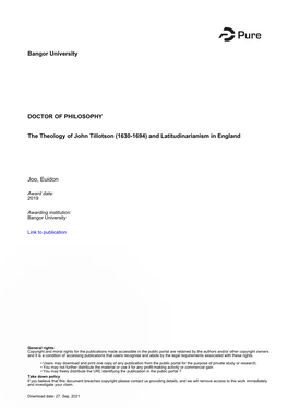 (1630-1694) and Latitudinarianism in England Joo, Euidon