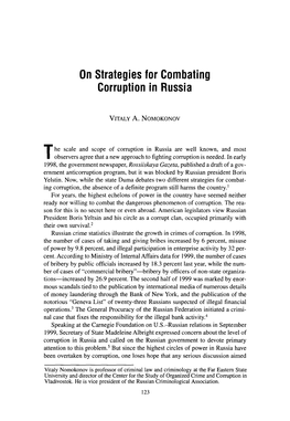 On Strategies for Combating Corruption in Russia
