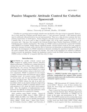 Passive Magnetic Attitude Control for Cubesat Spacecraft