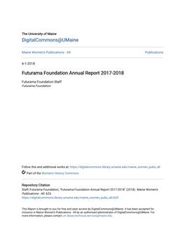 Futurama Foundation Annual Report 2017-2018