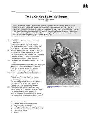 To Be Or Not to Be Soliloquy