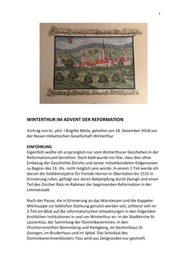 Winterthur Im Advent Der Reformation