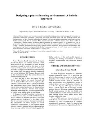 Designing a Physics Learning Environment: a Holistic Approach