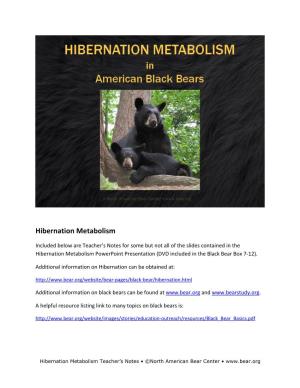 Hibernation Metabolism