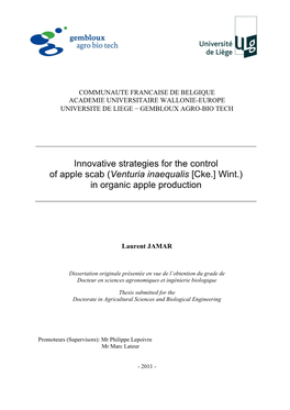 Innovative Strategies for the Control of Apple Scab (Venturia Inaequalis