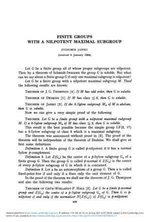 Finite Groups with a Nilpotent Maximal Subgroup