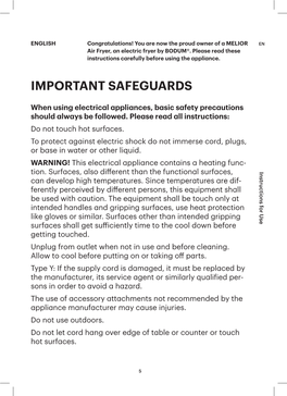 Important Safeguards