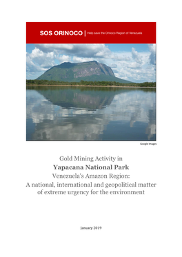 Gold Mining Activity in Yapacana National Park Venezuela's Amazon Region: a National, International and Geopolitical Matter of Extreme Urgency for the Environment