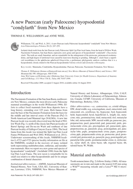 A New Puercan (Early Paleocene) Hyopsodontid “Condylarth” from New Mexico