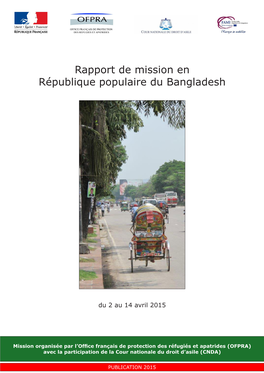 Rapport De Mission En République Populaire Du Bangladesh