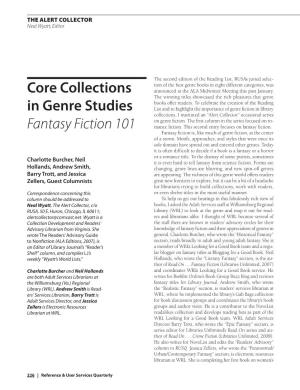 Core Collections in Genre Studies Fantasy Fiction