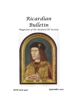 Ricardian Bulletin Is Produced by the Bulletin Editorial Committee, Printed by Micropress Printers Ltd