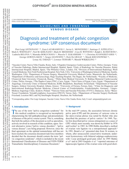 Diagnosis and Treatment of Pelvic Congestion Syndrome: UIP Consensus Document