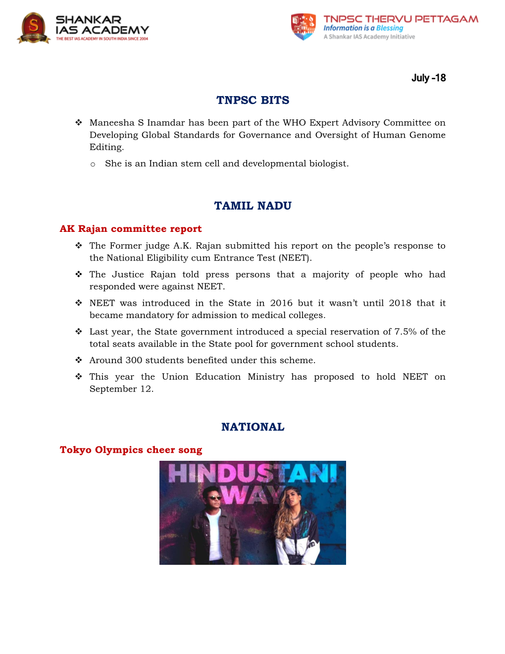 Tnpsc Bits Tamil Nadu National
